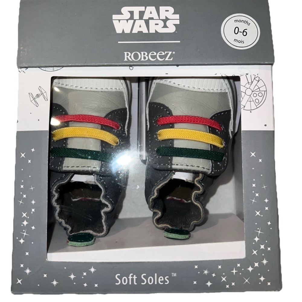 Robeez Star Wars Soft Soles 0-6 Mo New Gray w green yellow red accents